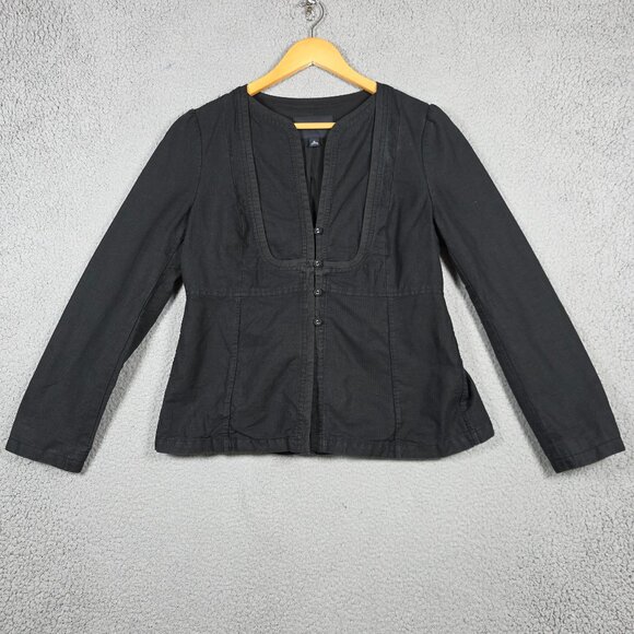 Banana Republic Jacket Womens Size 8 Black Cotton Linen Blend Y2K Grunge Goth - Picture 1 of 14